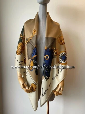 Sallys 70% Cashmere 30% Silk Wrap Scarf Stole Bag Jewelry Print Square Shawl 53" - Image 1 of 4