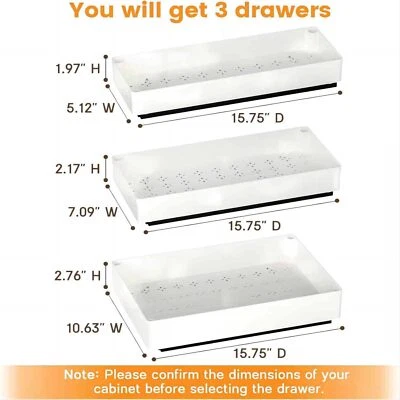 Paquete de 3 organizadores de gabinetes extraíbles cajones deslizables armario de cocina estante de almacenamiento Foto 1 de 4