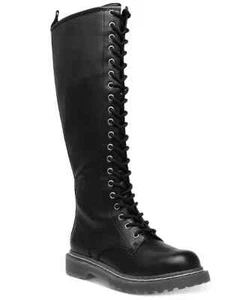 Wild Pair Lace Rylee Combat Boots Block Heel Round Toe Women's Black Size 9M - Picture 1 of 6