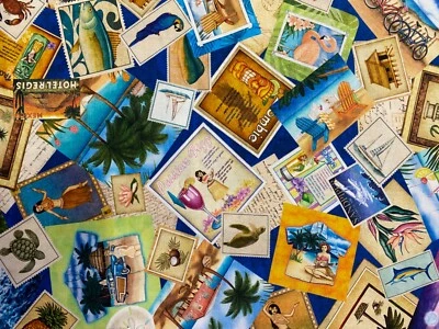 PARCHES/PEGATINAS HAWAIANOS DE VIAJE SELLOS TELA DE ALGODÓN MULTICOLOR FQ Foto 1 de 3