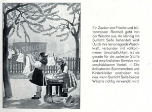 Sunlicht Waschmittel Reklame 1910 Mädchen waschen Sunlight Puppe - Bild 1 von 1