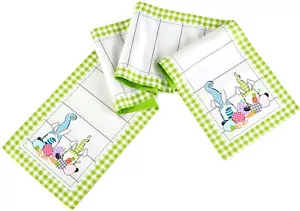 Corridoio da tavolo stampato in tessuto, 13""x34"" GNOMI E UOVA DI PASQUA, con retro verde, LK - Foto 1 di 11