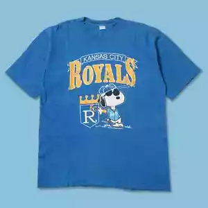 VINTAGE Kansas City Royals cartoon baseball short sleeve royal shirt KV28825 - Picture 1 of 2