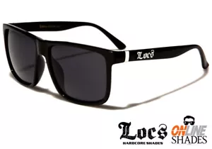 LOCS Flat Top Gangster BLACK Sunglasses Mens Designer Oversized Cholo Shades NEW - Picture 1 of 2