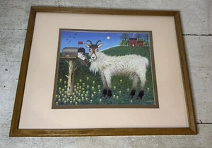 Charles Wysocki Goatmeal Litho Print Matted Framed Americana Goat 17”x21” - Picture 1 of 10