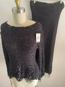 Vintage M/L Rossi Roma NWT Skirt & Top Set Dark Brown Cotton Spandex Stretchy - Picture 1 of 13