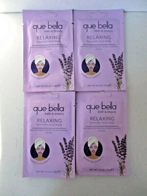 4 pack- Que Bella Bath & Beauty Relaxing Lavender mud mask 0.5 oz/ 15g - Image 1 of 2