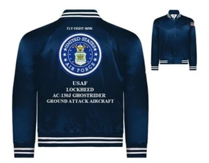 LOCKHEED AC-130J GHOSTRIDER*GROUND ATTK*USAF*EMBROIDERED SATIN JACKET(BACK ONLY) - Picture 1 of 7