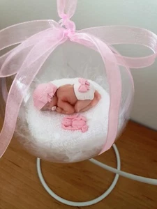 Ooak, Baby shower, christening, new born, gift, girl bows and bunny - Picture 1 of 5