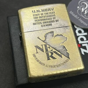 Zippo Lighter Evangelion U.N. NERV AWARD Ver Gold Brass Japan Limited Anime - Picture 1 of 15