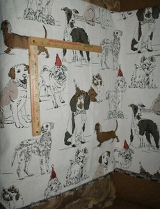 Tapestry Puppy Dogs with Party Hats Home Décor Fabric 38 x 58" Dalmatian Pug+ - Picture 1 of 3