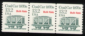 US. 2259. 13,2c. Kohlewagen 1870er Jahre. Coilstreifen 3 Stück. Neuwertig. NH. 1988 - Bild 1 von 1