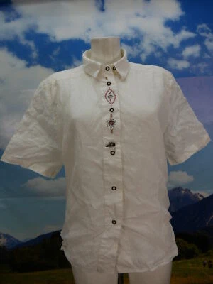 Gr.42 Trachtenbluse Bluse Your 6th Sense weiß Leinen Edelweiß Stickerei TB2711 - Bild 1 von 3
