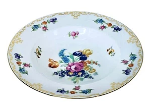 Noritake DRESDOLL Occupied Japan Multicolored Flowers Gold Rim Soup Bowl NEW - Picture 1 of 8