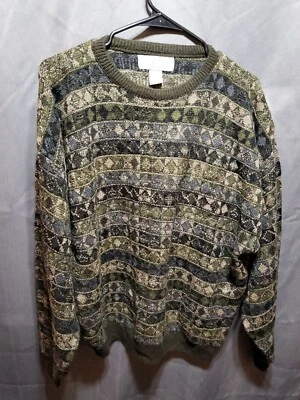 Suéter Gianfranco Ruffini Grande - Verde Oliva Multicolor Tejido a Rayas Foto 1 de 4