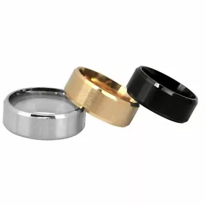 8MM Stainless Steel Ring Band Titanium Black Men's SZ 6 to 12 Wedding Rings Man - Picture 1 of 9
