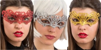 Ladies Mens Masquerade Mask Glitter Filigree Petite Classic - Image 1 of 4