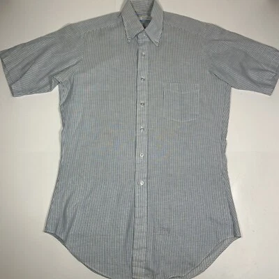 Vtg Sears Perma-Prest Men Blue Striped Shirt Short Sleeve Button Down Sz 15 1/2 - Image 1 of 4