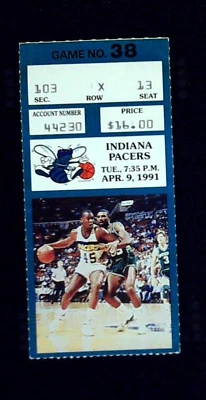 Pacers Hornets Ticket Stub Smit Schrempf Miller NBA Chuck Person Photo 4/9/1991 - Image 1 of 2
