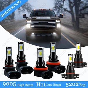 For Silverado 1500 2500 3500 2007-2019 LED Headlight Fog Light Bulbs 6000K - Picture 1 of 12