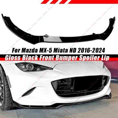 For 16-25 Mazda MX5 MX-5 Miata ND RF JDM GR Style Front Lip Glossy Black 3PCS - Image 1 of 4