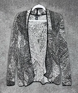 Chelsea & Theodore Cardigan Womens Size Large Black White Knit Long Sleeve Open - Picture 1 of 5