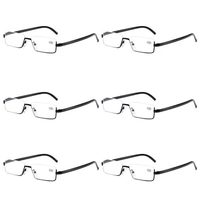 6PK Gafas de lectura con marco de medio metal para hombres Lectores de luz azul para cara de cabeza pequeña Foto 1 de 4