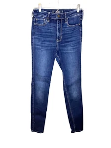 HOLLISTER ULTRA  HIGH-RISE SUPER SKINNY Blue Jeans Size 7R W28 L30 - Foto 1 di 4