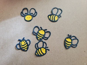 6 Bumble Bees Die Cut Cardstock Scrapbook - Picture 1 of 1