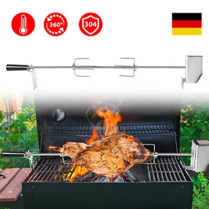 Grillspieß 117cm mit Edelstahl Motor Automatik Drehspieß Drehspieß Außengrill ## - Bild 1 von 12