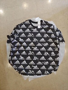 MEN’S ADIDAS S/S ESSENTIALS BRAND LOVE AOP T-SHIRT BLACK/WHITE HE1788 4XL $30 - Picture 1 of 12