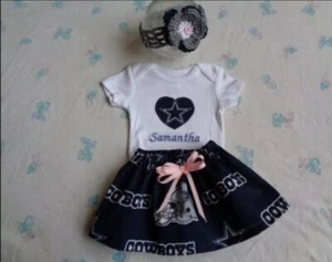 Dallas Cowboys Baby Girl Skirt, Personalized Bodysuit and Headband. - Picture 1 of 1