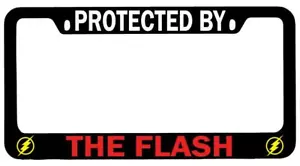 Protected By The Flash Black METAL License Plate Frame Auto DC - Bild 1 von 1