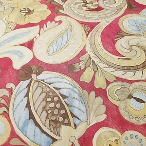 IMAN HOME Sarong Swirl Blossom Decor Designer Fabric Red Blue Paisley Yard Goods - Picture 1 of 9
