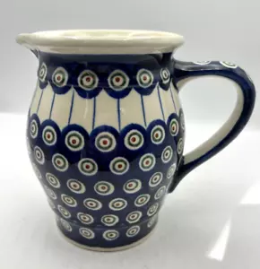 Boleslawiec Pottery Pitcher Peacock Pattern Handmade in Poland Vintage - Imagen 1 de 7