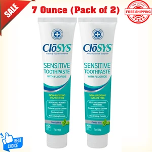 CloSYS Fluoride Toothpaste, 7 Ounce (2 Pack), Gentle Mint, Whitening Enamel - Picture 1 of 8