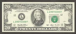 United States of America 20 Dollars 1993; UNC; F-2080L; Jackson; San Francisco - Picture 1 of 2