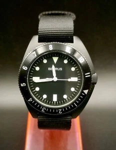 Vintage and Rare BENRUS Type-I Class A quartz watch. Military Black color style. - Picture 1 of 24