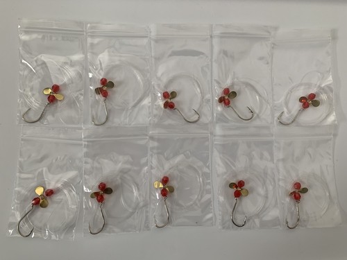 10 Terminali Per Walleye Con 2 Ami E Spinner Argento - Snell Crawler Harness 48" - Pesca In Acqua Dolce