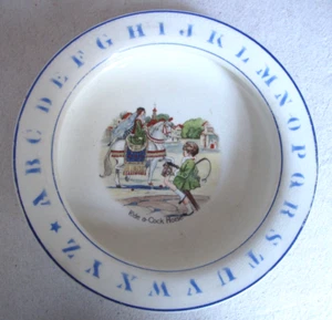 Antique ABC Baby Bowl "Ride a Cock Horse" Nursery Rhyme Porcelain 1920 - 1930 - Picture 1 of 4