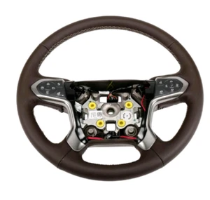 15-20 Chevrolet Tahoe Suburban 14-18 Silverado brown Leather Steering Wheel OEM - Picture 1 of 2