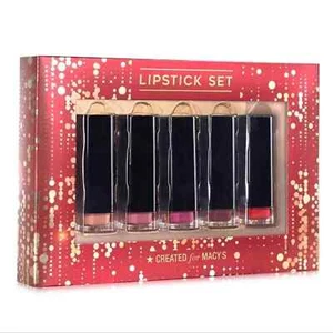 5 PIECE LIPSTICK GIFT SET BY MACY'S IN SHADES FROM SOFT NEUTRAL TO RADIANT RED - Picture 1 of 5