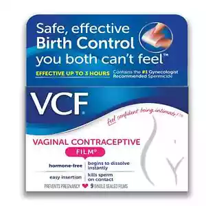 VCF Contraceptive Vaginal Birth Control Spermicide Film 9 Ct - Picture 1 of 7