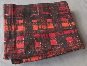 Vintage Mid Century Red / Orange / Black Geometric Bark Cloth Fabric 5 pcs - Picture 1 of 24