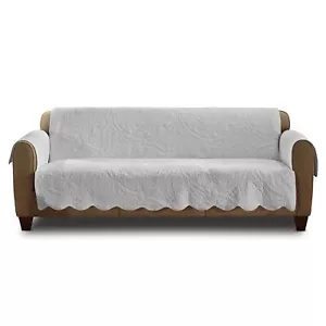 SureFit Heirloom Quilted Cotton Furniture Cover with Scallop Edge, Sofa Cover... - Picture 1 of 7
