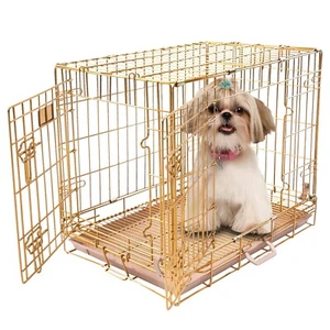 Homey Haustier 24 Zoll Kupfer Gold Faltbar Metalldraht Hundekiste Käfig Zwinger Hundetraining - Bild 1 von 8
