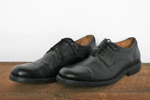 JOHNSTON & MURPHY Black Sheepskin Leather Oxfords Dress Shoes Men's Sz. 10M - Picture 1 of 4