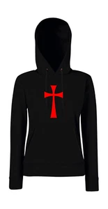 Cruz de los Caballeros Templarios (grande) símbolo releión chica suéter con capucha  - Imagen 1 de 4