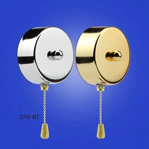 1 X 10amp Wall Pull Cord Chain Metal Light Switch 240V 1 Gang 1 Way Gold/Silver - Picture 1 of 5