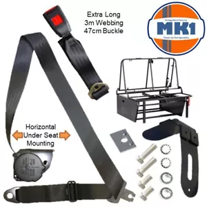 Rock And Roll Bed 3 Point Automatic Lap & Diagonal Seat Belt Kit Black T2 T3 T4 - Picture 1 of 1